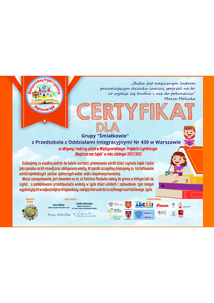 2022_Certyfikat-Smialkowie-Magiczna-Moc-Bajek